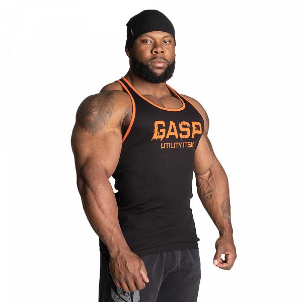 GASP Ribbed T-back - Black/Flame Detail 4