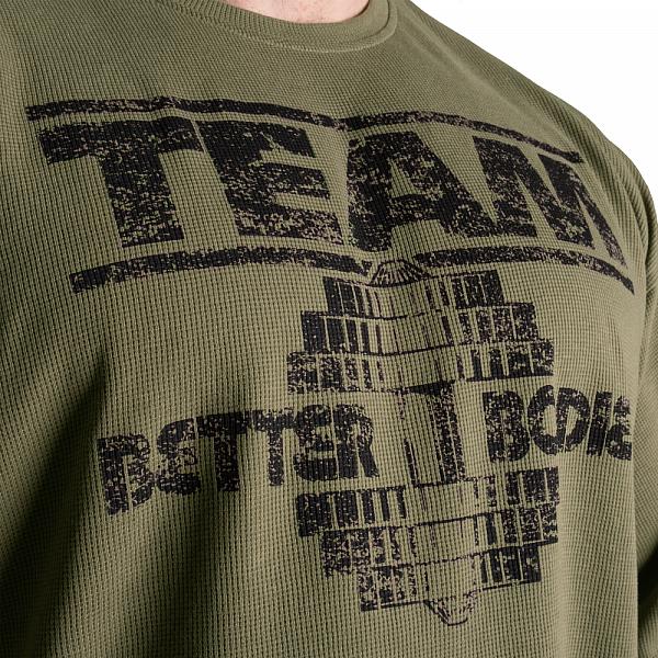 Better Bodies Team Iron Thermal Tee - Washed Green Detail 4
